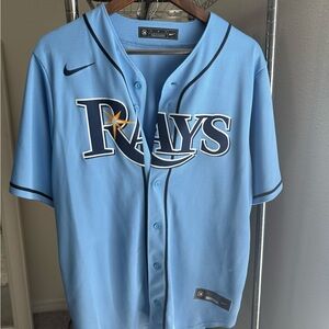 Nike Light Blue Tampa Rays Button Baseball Jersey